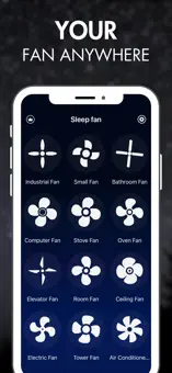 Bedtime Fan app screenshot showing fan selection