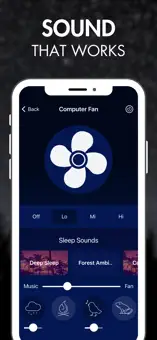 Bedtime Fan app screenshot showing fan controls and timer